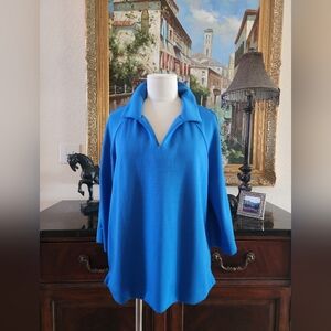 EUC-Tribal Royal Blue Collared Sweatshirt!💎🐦💎